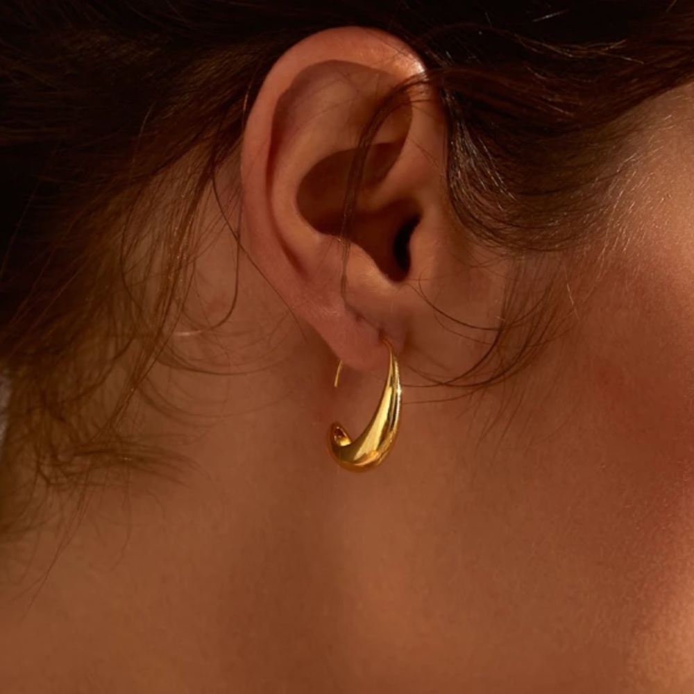 NEW 18K GOLD FRENCH EARRINGS - Picture 1 of 4